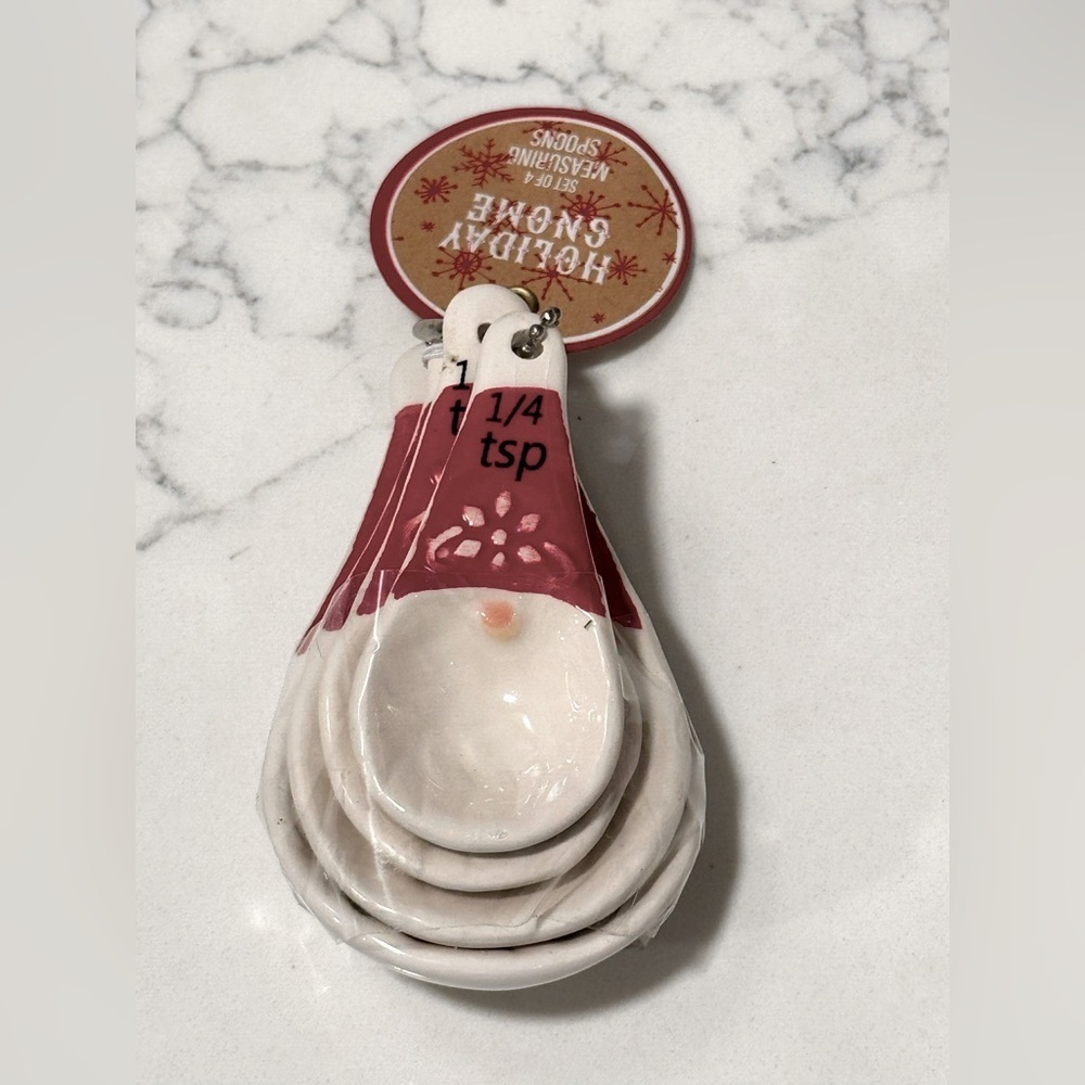 Christmas Gnome Ceramic Measuring Spoons